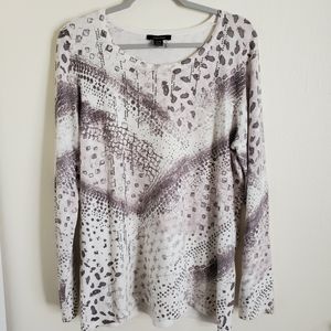 Alison Sheri Animal Print Long Sleeve Pullover Sweater